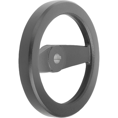 Kipp 2-Spoke Handwheel D1=125 Reamed Hole W Slot D2=12H7, B3=4, T=13, 8, Aluminum, Black Powder, Wout Grip K0162.11125X12